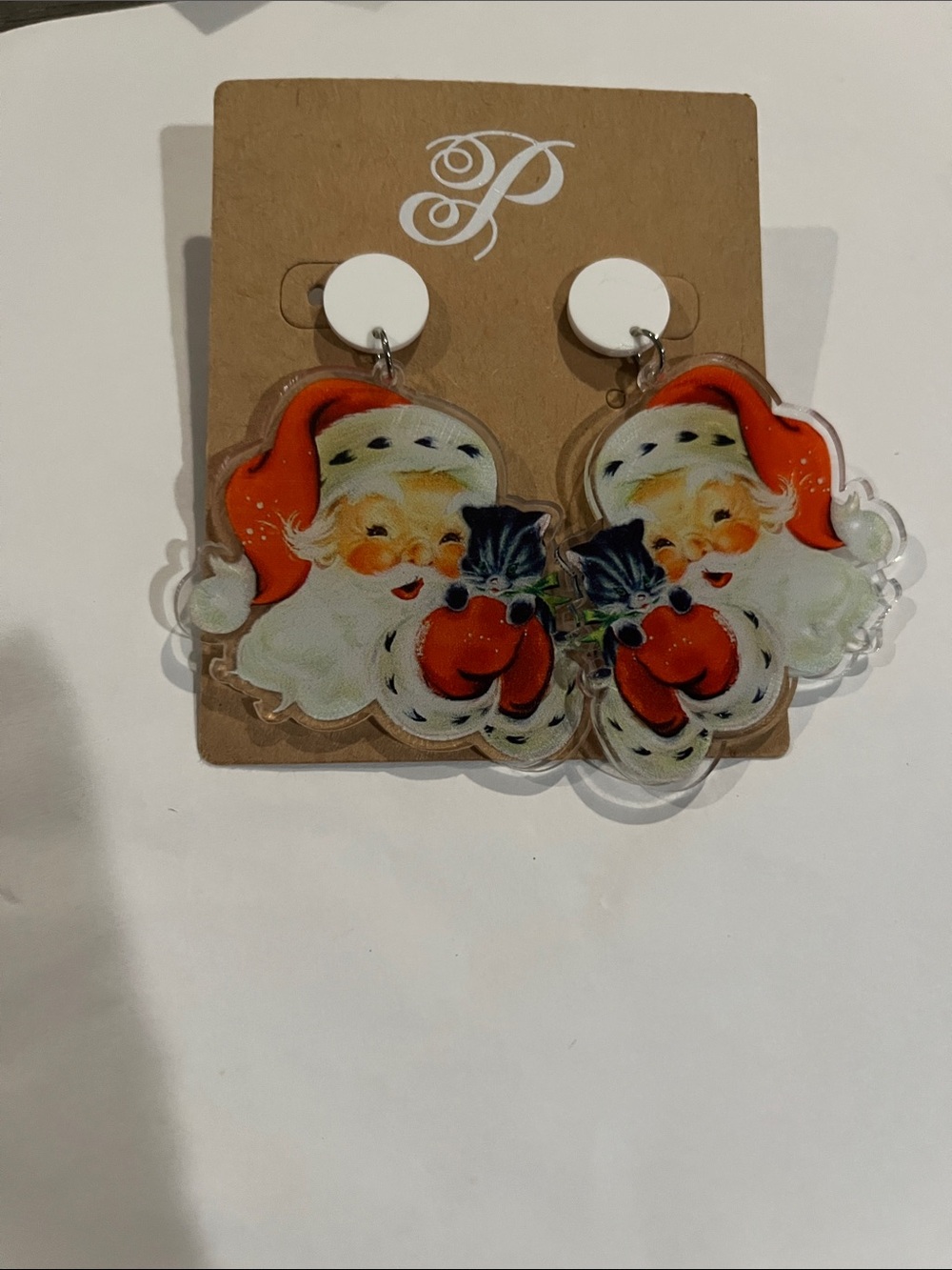 Plunder Vintage Santa Drop Earrings in Red, White, Black